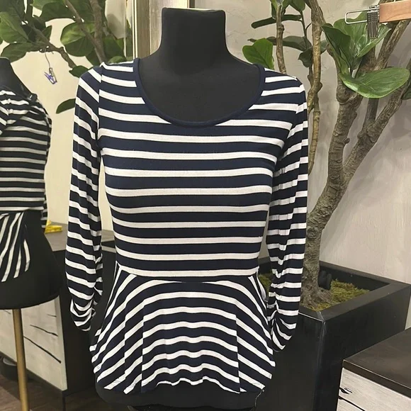 INC International Concepts Tops Inc Striped Navy Black And